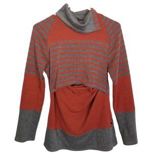 Chimparoo Womens M Orange Gray Striped Pullover Sw